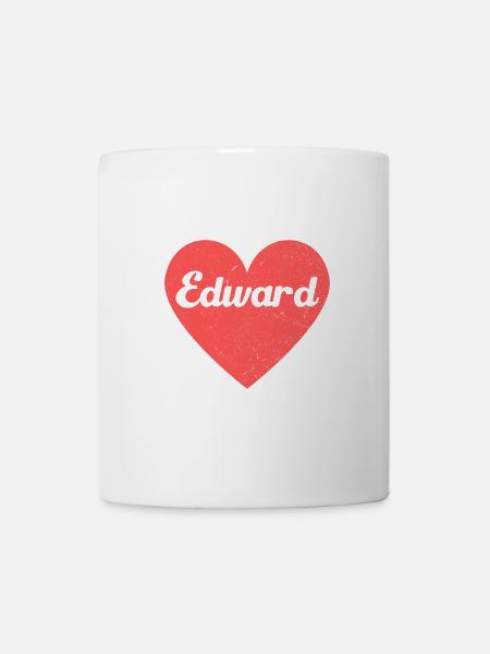 Edward Name Rotes Herz Liebe Fan Retro - Tasse - Weiß