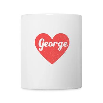 George Name Red Heart Love Fan Retro - Mug - white - Front