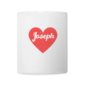 Joseph Name Rotes Herz Liebe Fan Retro - Tasse - Weiß - Vorne
