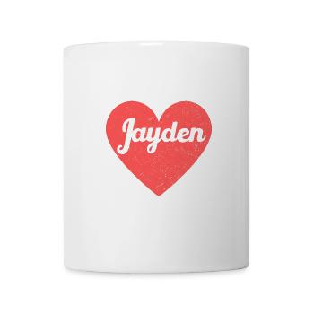 Jayden Name Rotes Herz Liebe Fan Retro - Tasse - Weiß - Vorne