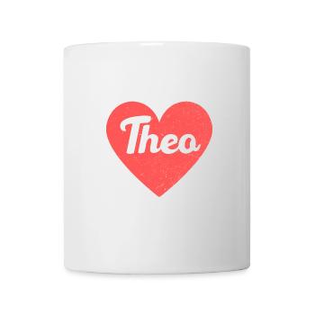 Theo Name Rotes Herz Liebe Fan Retro - Tasse - Weiß - Vorne