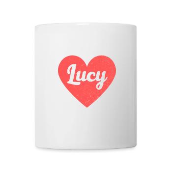 Lucy Name Rotes Herz Liebe Fan Retro - Tasse - Weiß - Vorne