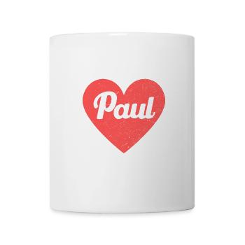 Paul Name Rotes Herz Liebe Fan Retro - Tasse - Weiß - Vorne