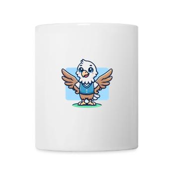 Aigle de dessin animé joyeux en gilet bleu - Mug blanc - blanc - Devant