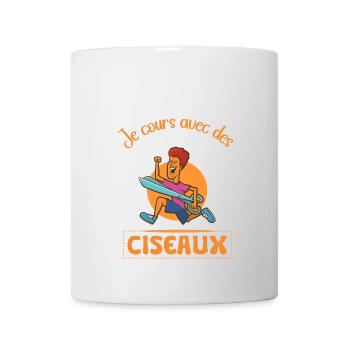 je cours avec des ciseaux - Mug blanc - blanc - Devant
