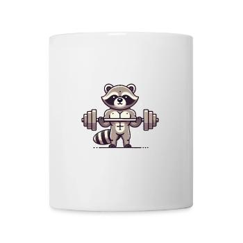 Muskel Waschbär Lifting Langhantel Karikatur - Tasse - Weiß - Vorne