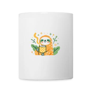 Chill Sloth with Coffee Cartoon Design - Mug - white - Front