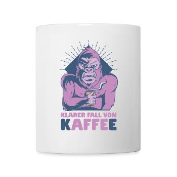 Affe trinkt Kaffee - Klarer Fall von kAFFEe - Tasse - Weiß - Vorne