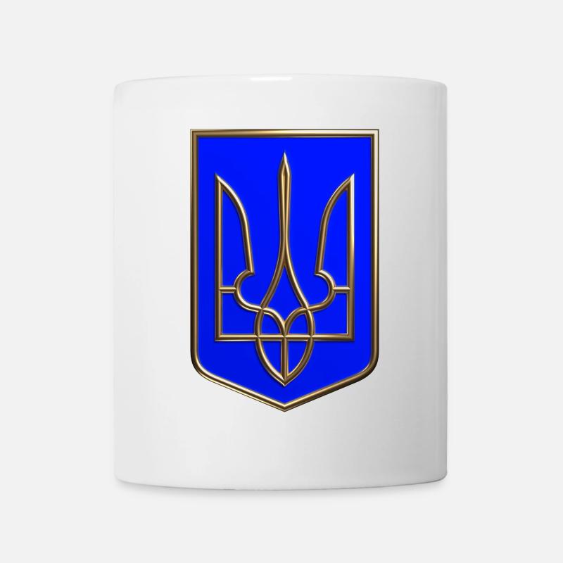 Ukraine Wappen Schild Trident Dreizack Goldlook 2 - Tasse - Weiß