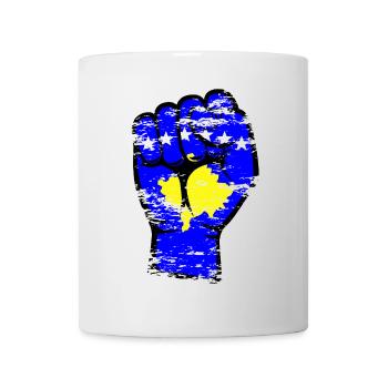 Drapeau du Kosovo Poing Main Utilisé Symbole - Mug blanc - blanc - Devant