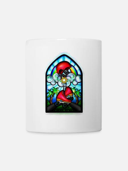 Holy Skates - Kirchenfenster mit Rollschuhen - Tasse - Weiß