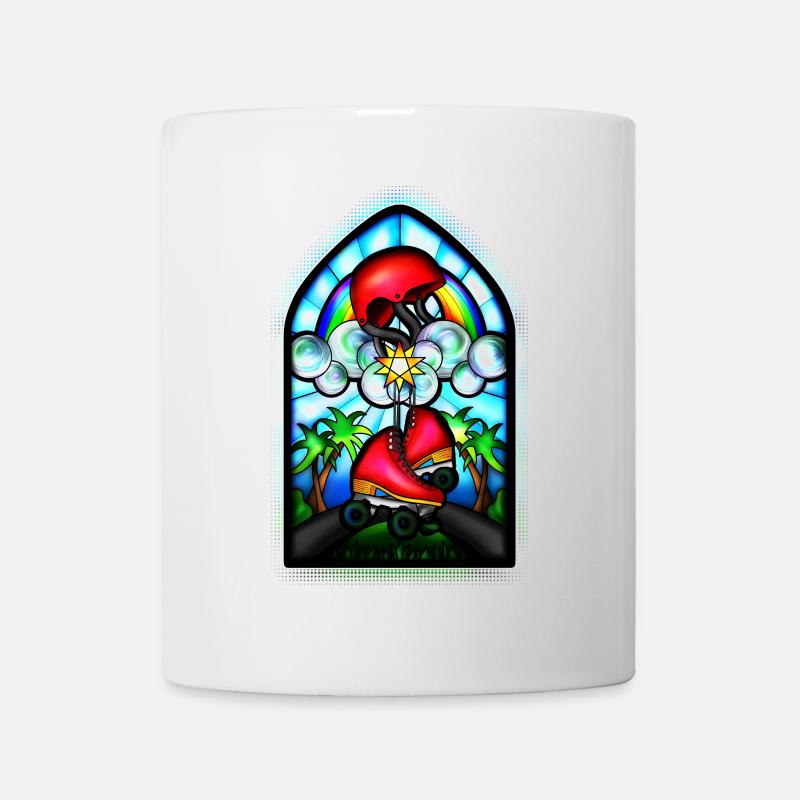 Holy Skates - Kirchenfenster mit Rollschuhen - Tasse - Weiß