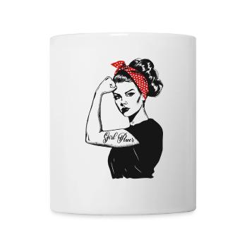 Girl Power Girl Power Grl Pwr Femme Fille Rétro - Mug blanc - blanc - Devant