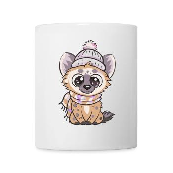 Hyène mignonne avec écharpe et chapeau à pompon. - Mug blanc - blanc - Devant