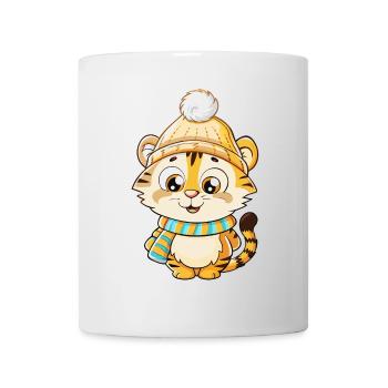 Niedlicher Tiger mit Schal und Pudelmütze. - Tasse - Weiß - Vorne