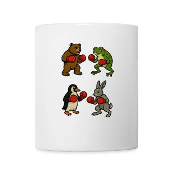 Bear Frog Penguin Bunny Boxing Boxing Ring Fight - Mug - white - Front