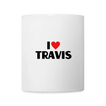 J’aime Travis Red Heart Love Fan Gift - Mug blanc - blanc - Devant