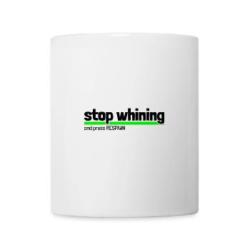 Spruch "stop whining - and press RESPAWN" - bow - Tasse - Weiß - Vorne