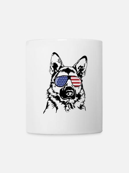 DEUTSCHER SCHÄFERHUND Amerika Fahne Wilsigns - Tasse - Weiß
