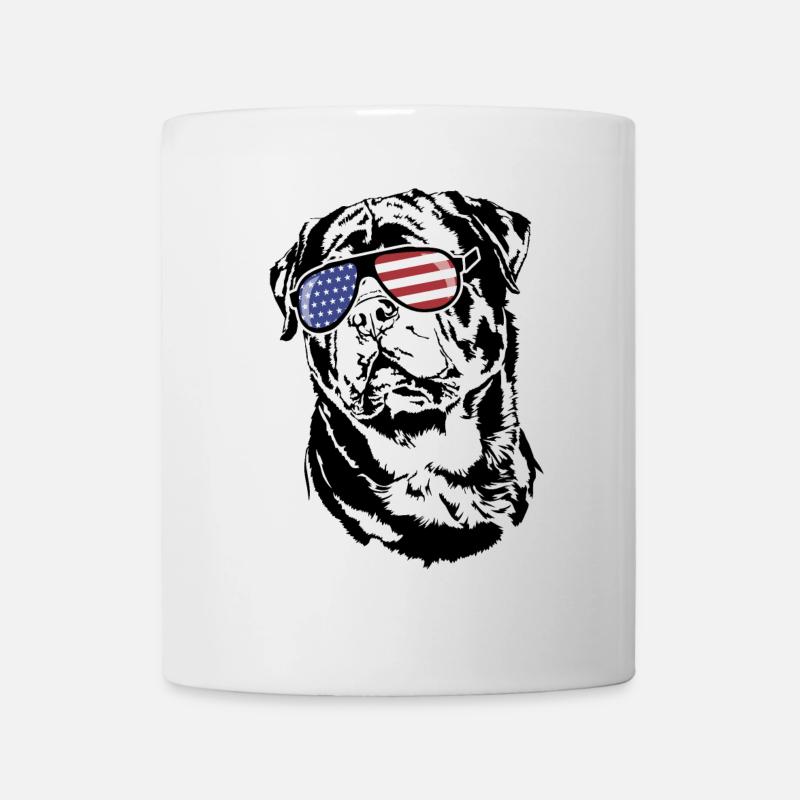 Rottweiler Amerika Fahne Sonnenbrille Hunde - Tasse - Weiß