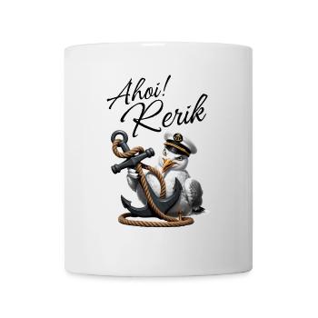 Ahoy Rerik Mouette drôle avec ancre - Mug blanc - blanc - Devant