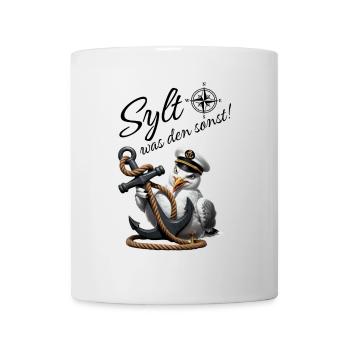 Sylt quoi d’autre ! mouette drôle avec ancre - Mug blanc - blanc - Devant