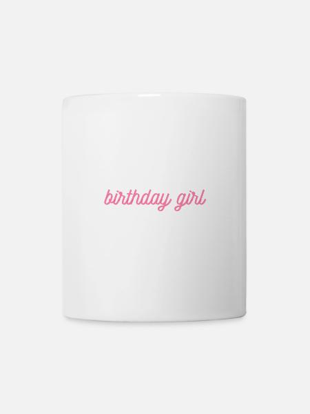 Birthday Girl in rosa Schrift - Girlie & Feminin - Tasse - Weiß