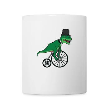 T-Rex auf Fahrrad Dino - Tasse - Weiß - Vorne
