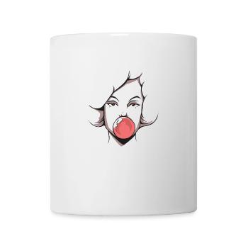 Frau mit Kaugummi Blase rotes Kaugummi cooles Girl - Tasse - Weiß - Vorne