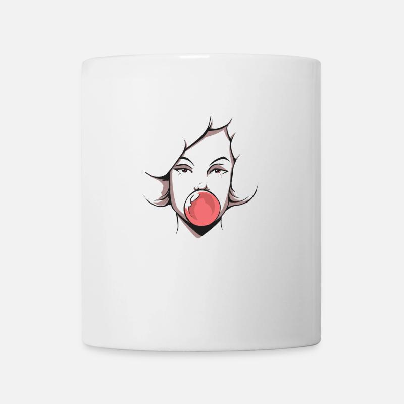 Femme, bulle, chewing gum - Mug blanc - blanc