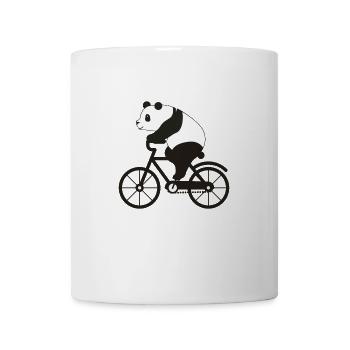 Funny panda bear on a bike bike - Mug - white - Front