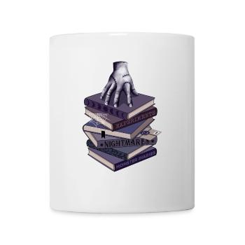 Main de zombie sur une pile de livres - Mug blanc - blanc - Devant
