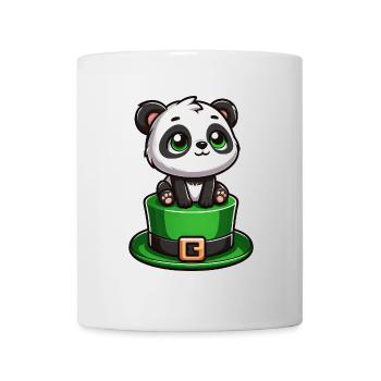 St. Patrick's Day Panda mit Zylinder und Kleeblatt - Tasse - Weiß - Vorne
