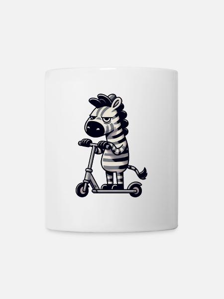 Zebra Kickroller Skurril Lustig Comic - Tasse - Weiß