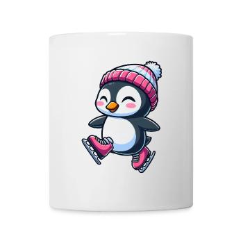 mignon dessin animé pingouin patinage sur glace patinage artistique - Mug blanc - blanc - Devant