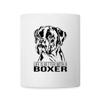 Boxer life is better chien sort Wilsigns - Mug blanc - blanc - Devant