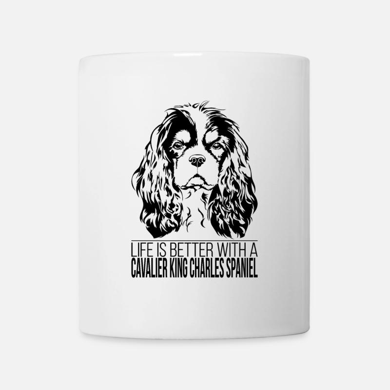 CAVALIER KING CHARLES SPANIEL life better Wilsigns - Mug blanc - blanc