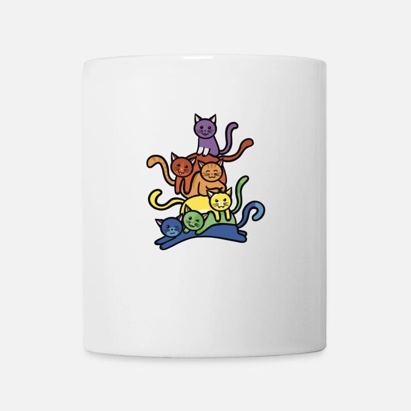 Pile de chats arc-en-ciel - Mug blanc - blanc