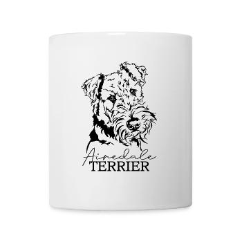 AIREDALE TERRIER Dog Portrait Dog Wilsigns - Mug - white - Front