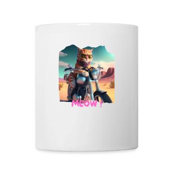 Cool cat on a motorcycle In the desert 2 - Mug - white - Front