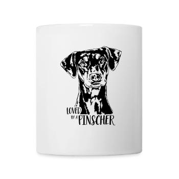 Aimé par un chien Pinscher Dog Saying Wilsigns - Mug blanc - blanc - Devant