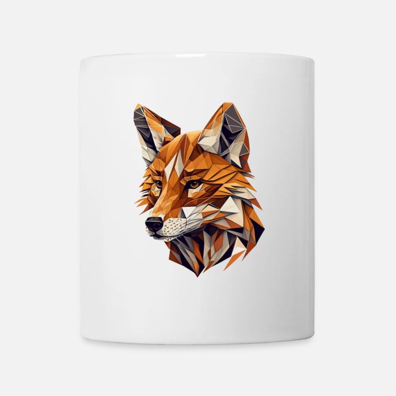Polygon-Fuchs in warmen Tönen – Tierkunst - Tasse - Weiß