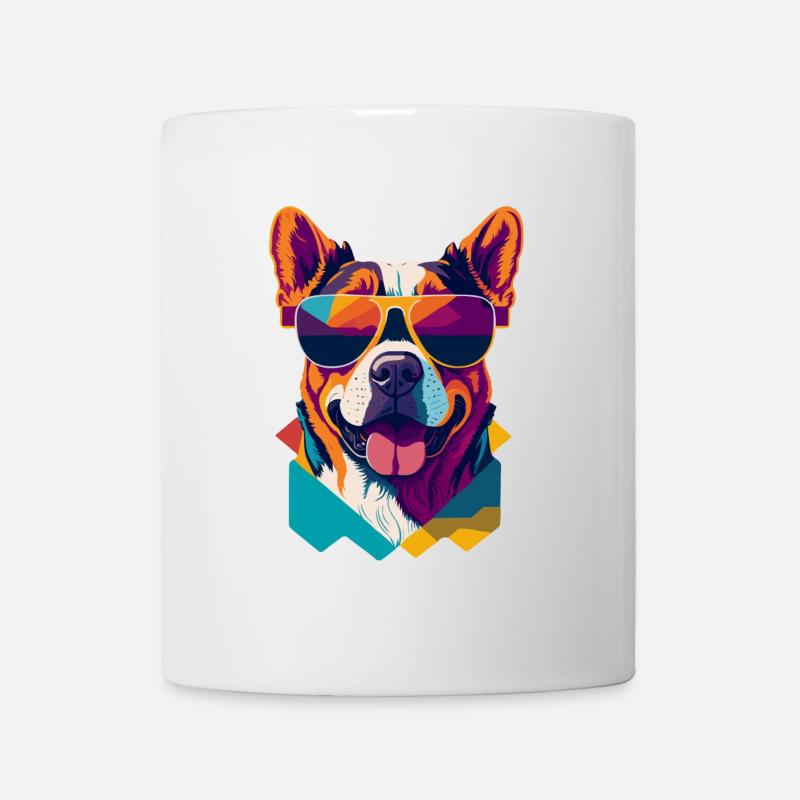 Pawsome Attitude: Retro Hunde-T-Shirt - Tasse - Weiß