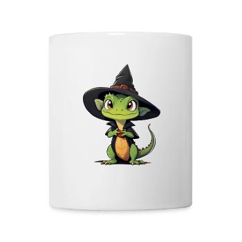 Cute Halloween lizard with witch hat. - Mug - white - Front