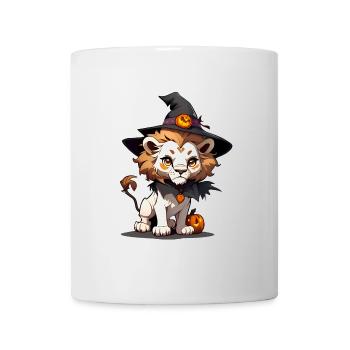 Cute Halloween lion with witch hat. - Mug - white - Front