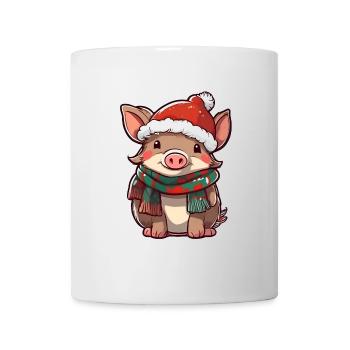 Cute piggy in a festive winter look! - Mug - white - Front