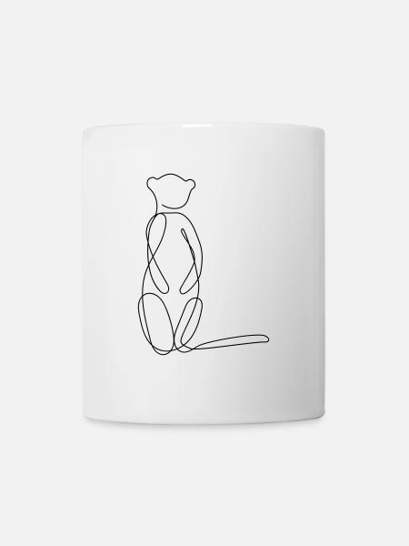 Meerkat One Line Art Motif - Mug - white
