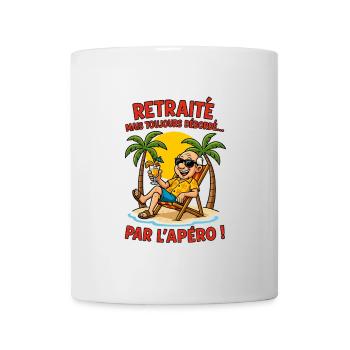 T-shirt Drôle Retraité Homme - Débordé par l'Apéro - Mug blanc - blanc - Devant
