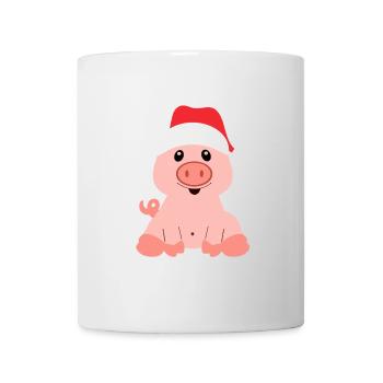 cute piggy in a Santa hat - Mug - white - Front