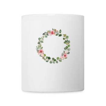 Modern flower wreath circle can be personalized - Mug - white - Front